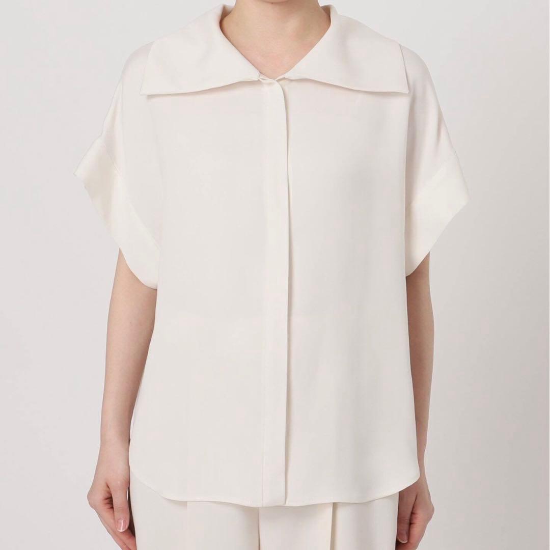 【洗える】2WAY ワイドカラーキュプラブラウス　NOBLE