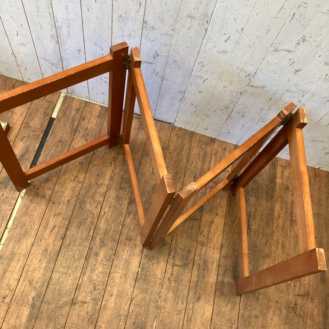 北欧レトロ オープンシェルフ ウッドラック 折りたたみ式 2段 木製 飾り棚