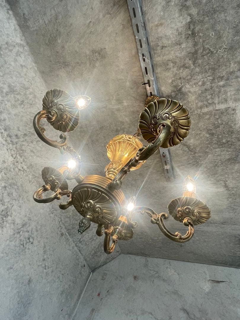 5-11.フランス アンティーク シャンデリア 5灯 キャンドル ブロンズ