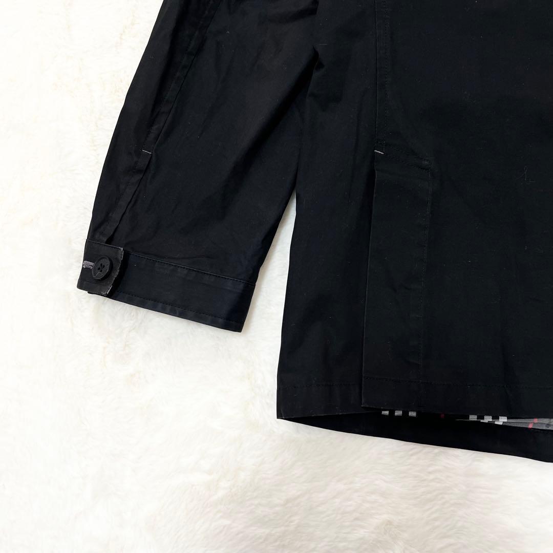 【oda】バーバリーブラックレーベル✨️トレンチコート　ノバチェック　黒　Ｌ