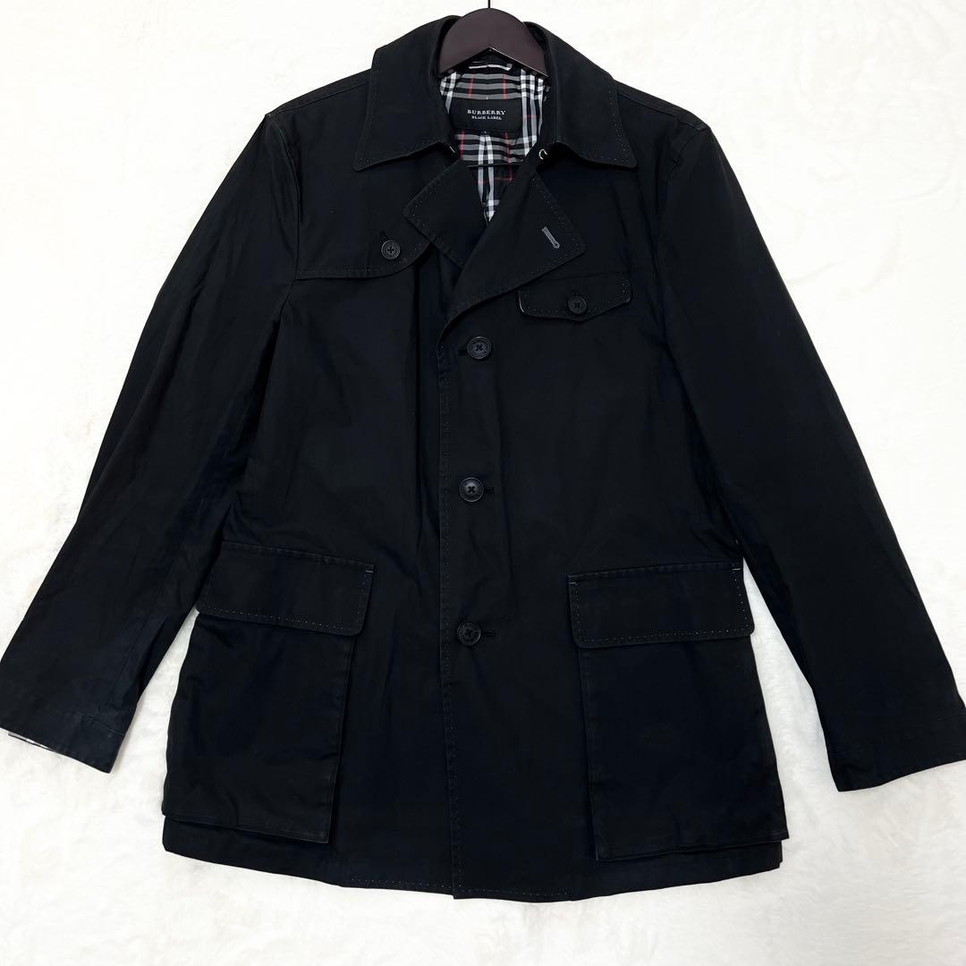 【oda】バーバリーブラックレーベル✨️トレンチコート　ノバチェック　黒　Ｌ