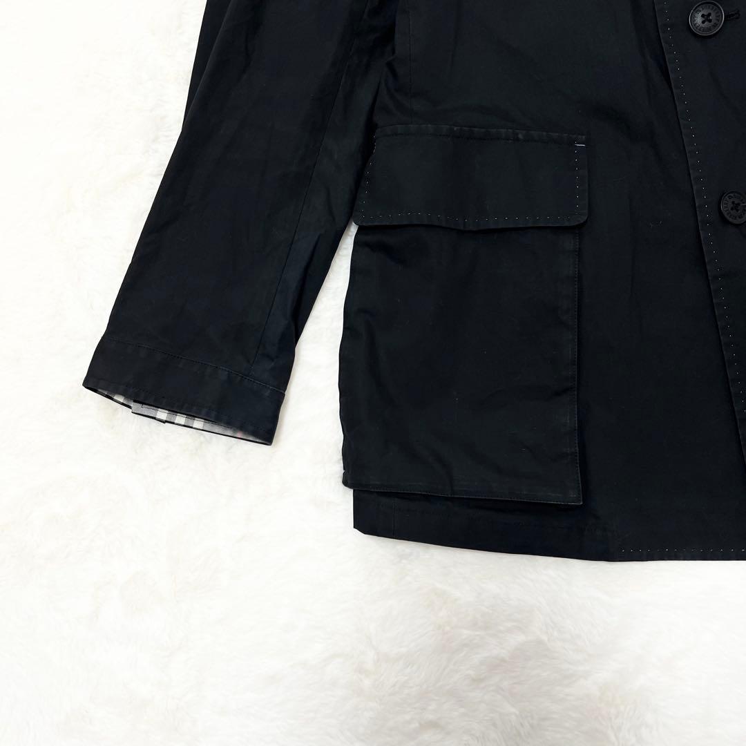 【oda】バーバリーブラックレーベル✨️トレンチコート　ノバチェック　黒　Ｌ