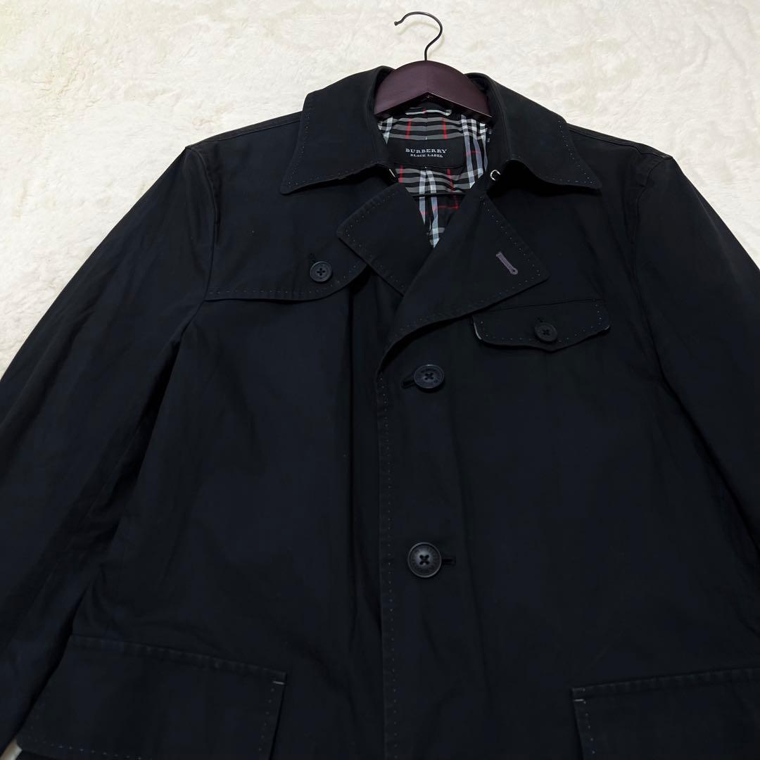 【oda】バーバリーブラックレーベル✨️トレンチコート　ノバチェック　黒　Ｌ