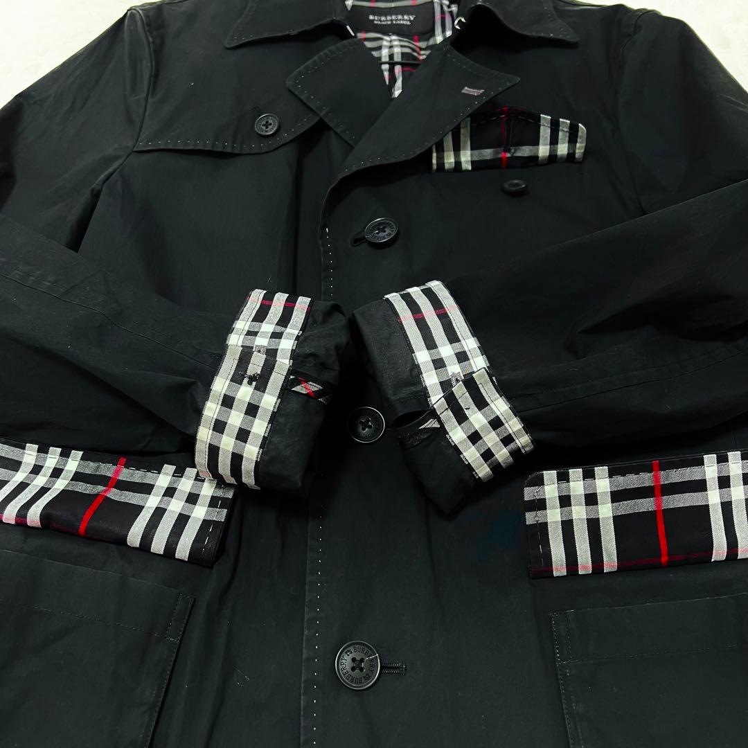 【oda】バーバリーブラックレーベル✨️トレンチコート　ノバチェック　黒　Ｌ