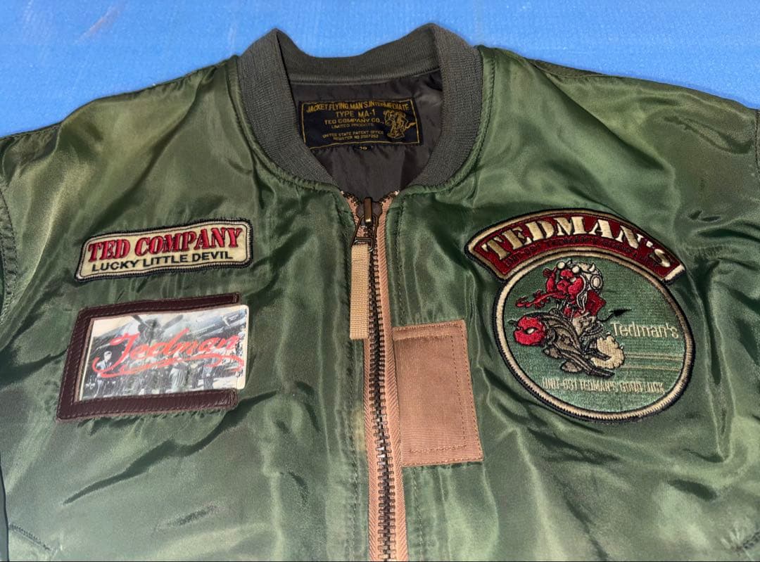 激レアTEDMAN MA-1 フライトジャケット ワッペン刺繍40 カーキ