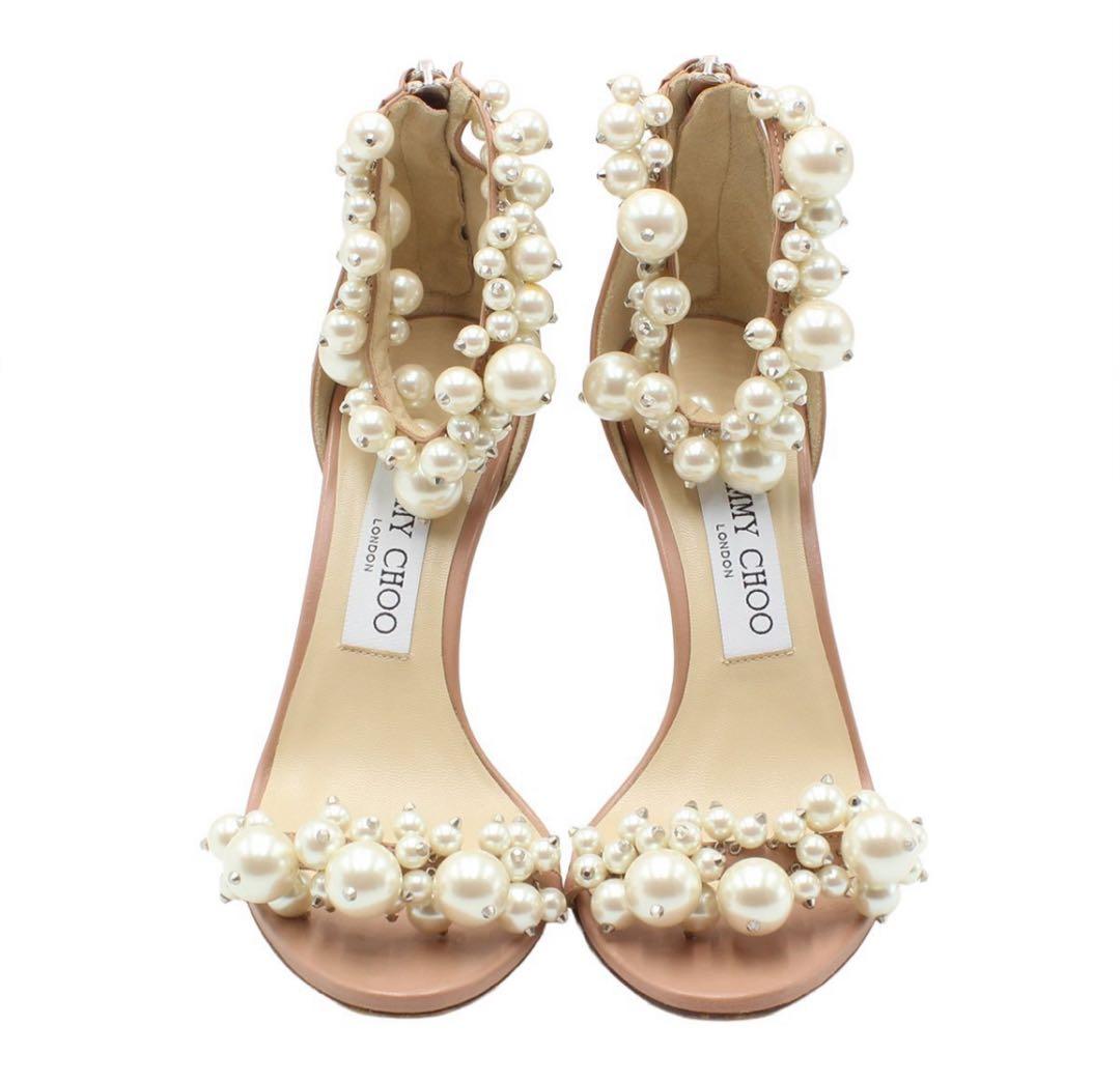R2353 超美品 ジミーチュウ マイセル パール ヒール パンプス
