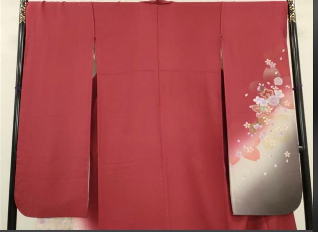 振袖フルセット6点サイズＬ跳兎　舞桜　暈し染　銀彩　正絹