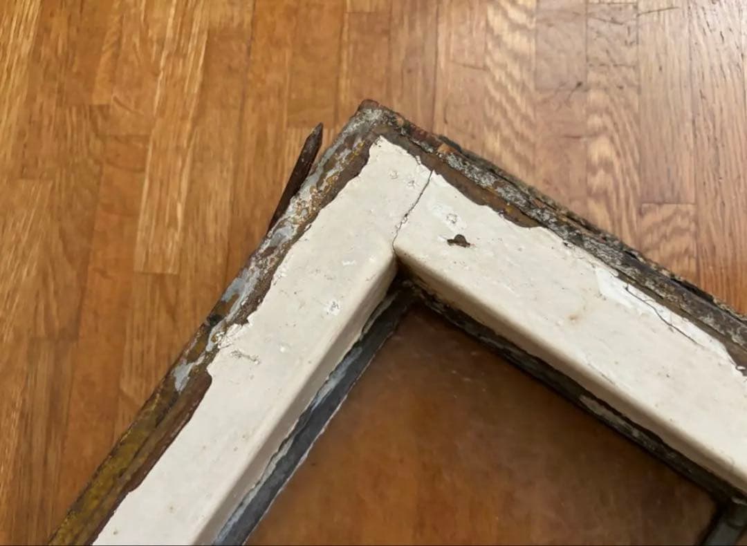 【最終価格】ステンドグラス ダイヤモンド型　窓枠 アンティーク　シャビーシック