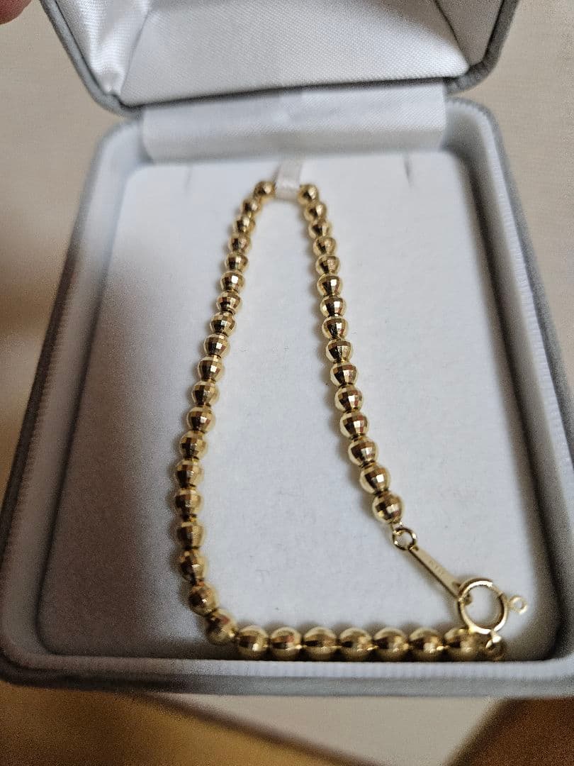 K18 金ミラーカットボールブレスレット 18cm