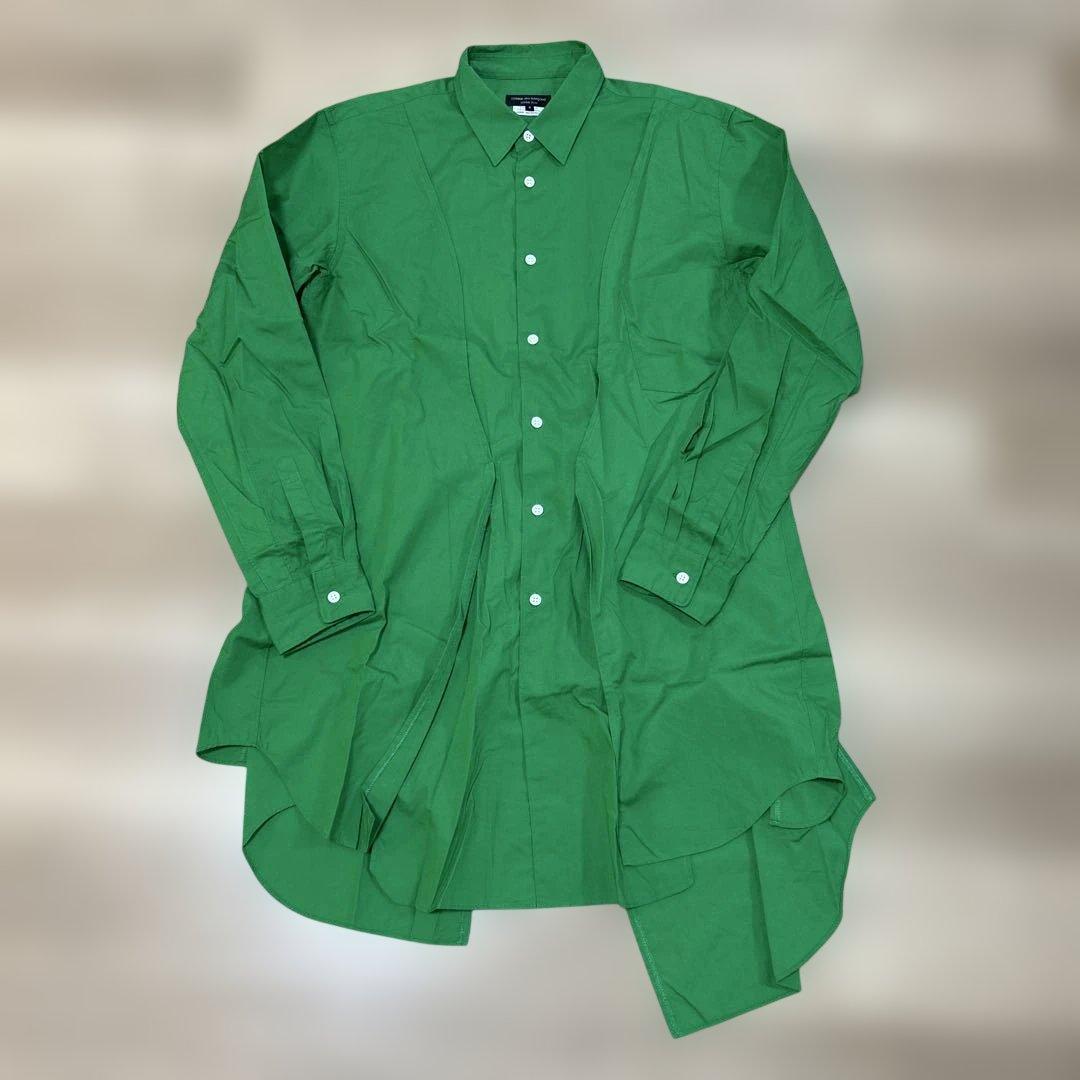 コムデギャルソンオムプリュス　ロングシャツ 長袖 アシンメトリー　24SS 緑