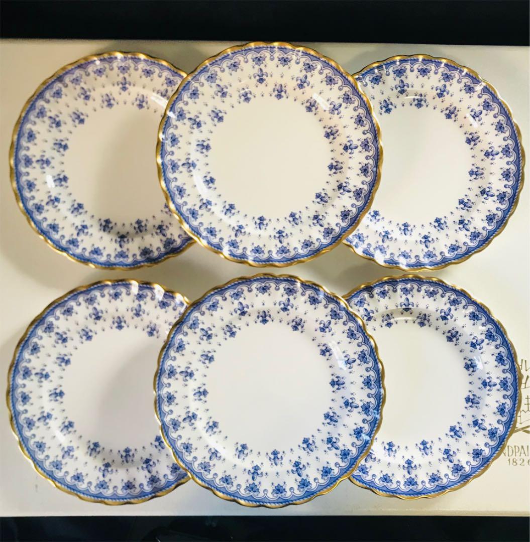 スポード  フルールドリスブルー　デザートプレート６枚セット