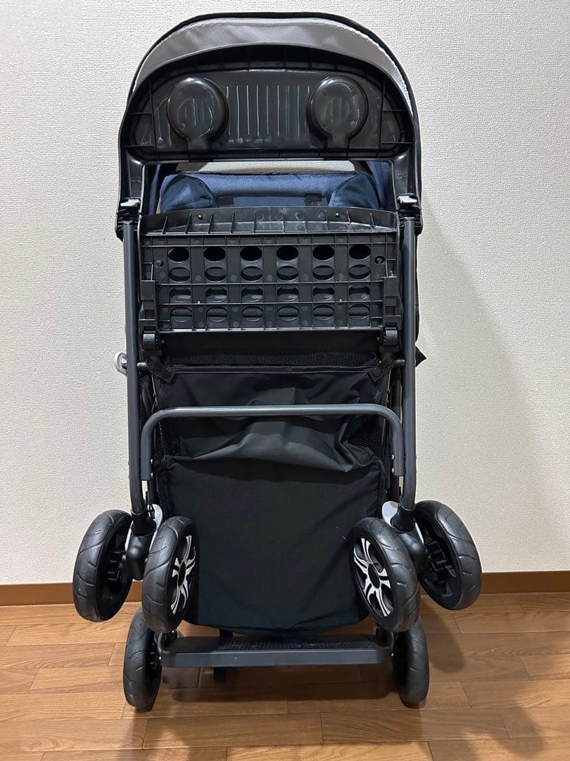 KATOJI ネイビー ベビーカー2人乗り　背もたれシート付き