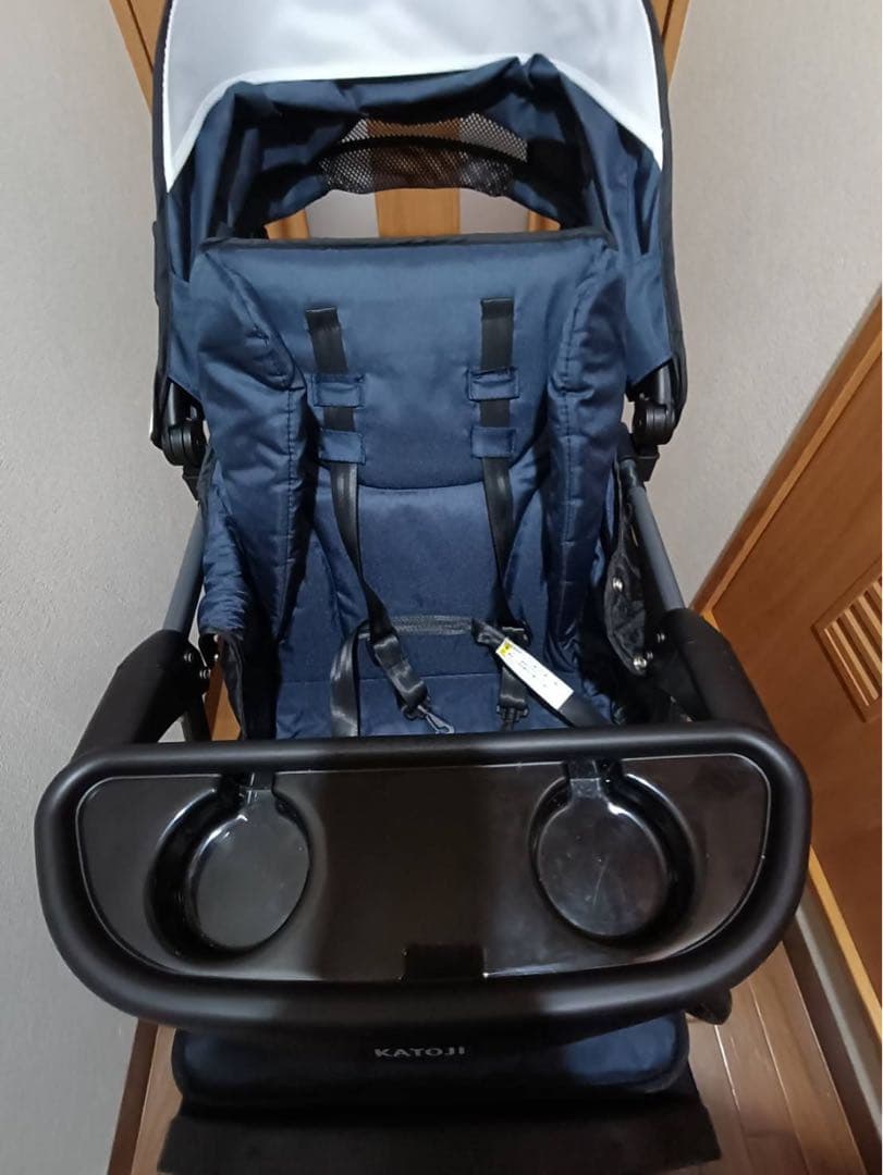 KATOJI ネイビー ベビーカー2人乗り　背もたれシート付き