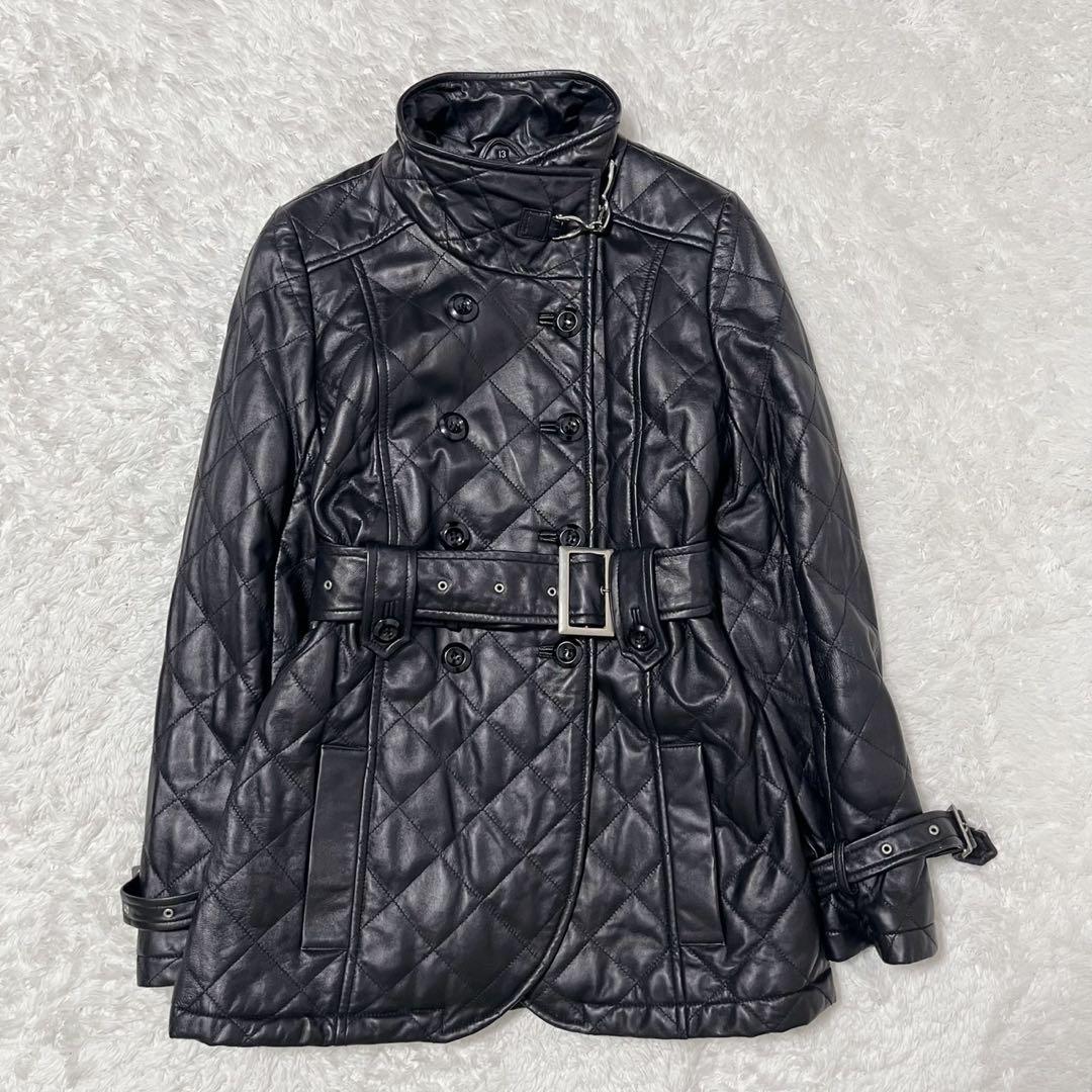 BALMAIN バルマン キルティング ラムレザーコート 13 ブラック ベルト