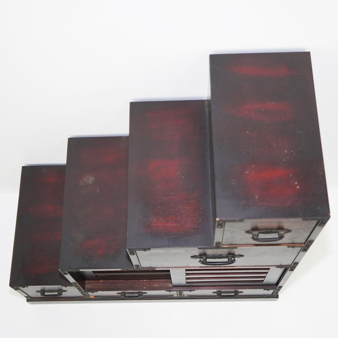 階段 箪笥 コンパクト アンティーク 桐 ミニ タンス 飾り棚