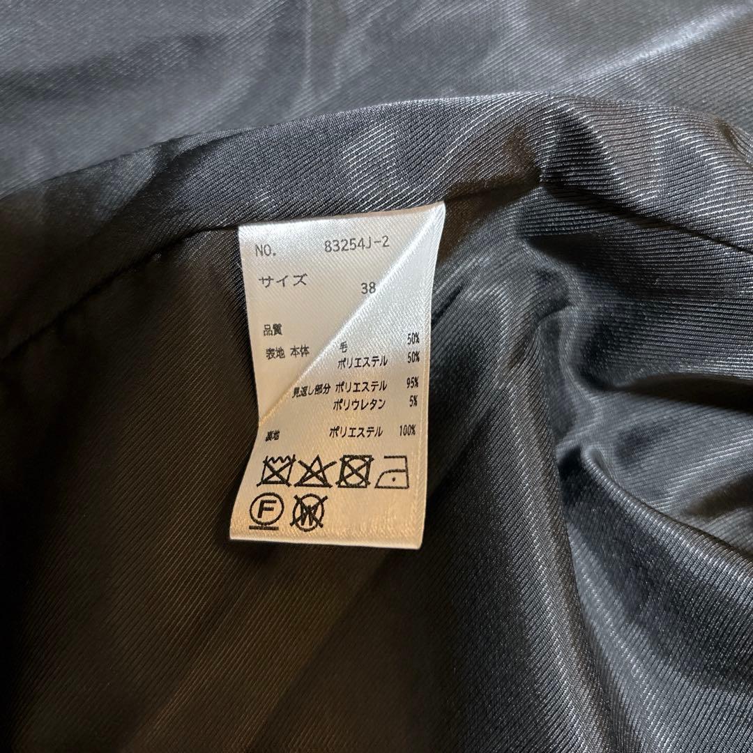 美品＊Eimee Law マーブルシャギーロングコート　ノーカラー　グレー