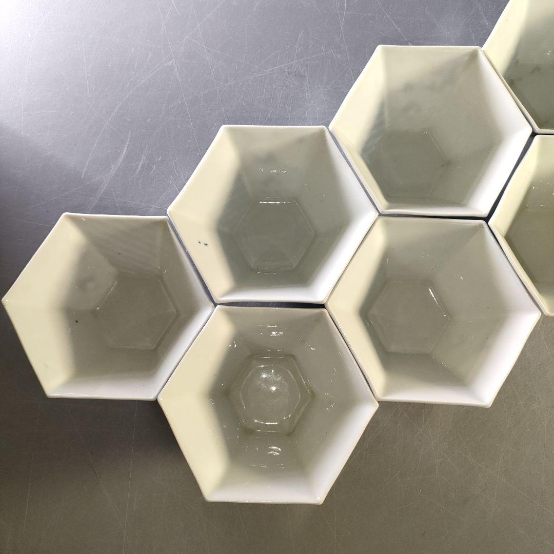 A1283-2/在銘/古伊万里波紋人物図六角小鉢15客/銘々皿/飾鉢/懐石道具/