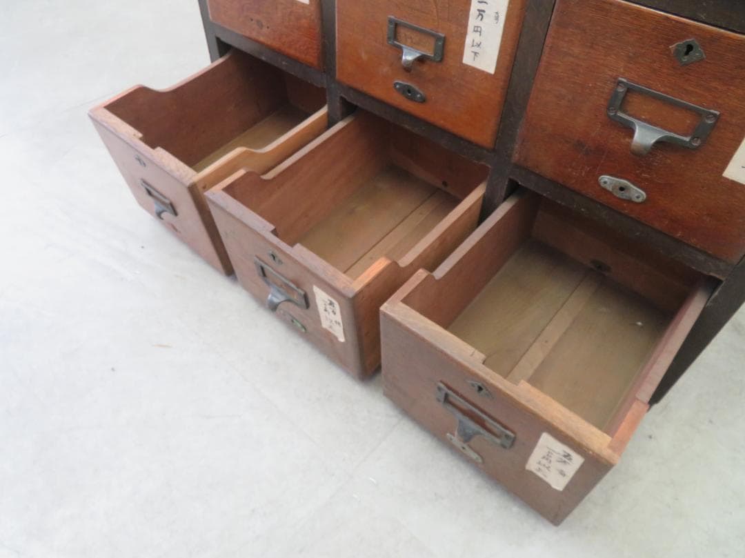 ヴィンテージ■3列5段薬箪笥■古家具■小引き出し■ネームプレート■レトロ