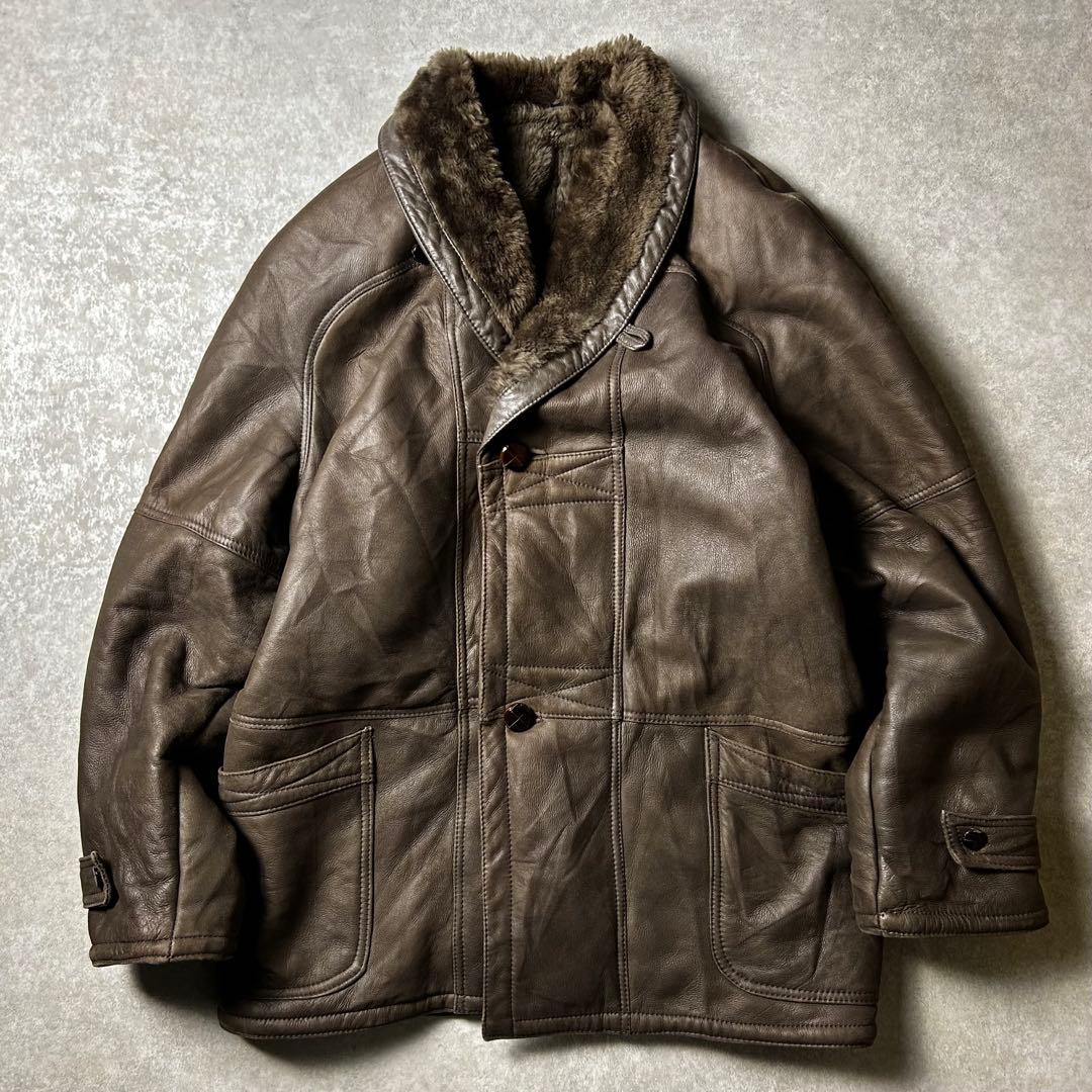 ユーロvintage Euro ムートンボアギャングコート 袖内ムートンボア貼り