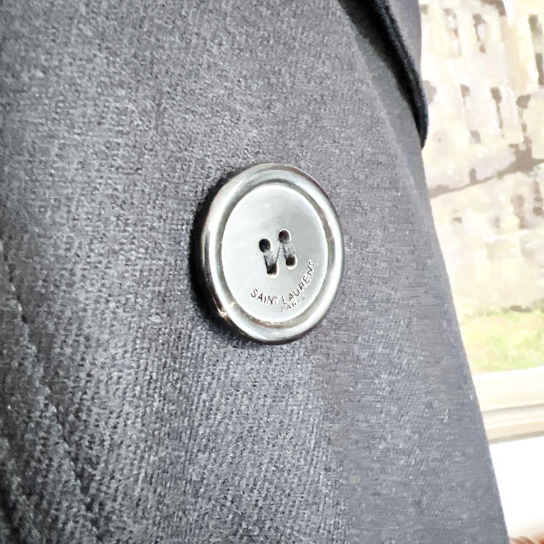 美品　サンローラン パリ カシミアブレンド ロング　トレンチ　コート ブラック