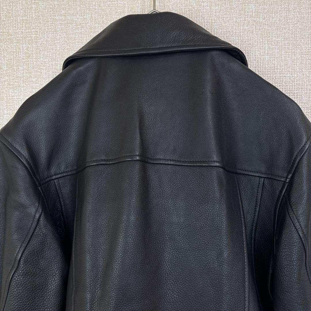 【】レザーライダースジャケット 牛革100% カジュアル ブラック S