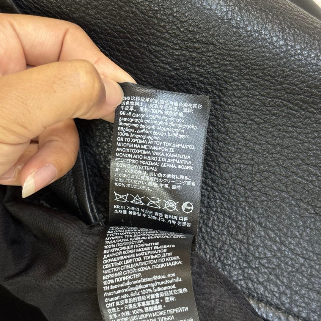 【】レザーライダースジャケット 牛革100% カジュアル ブラック S