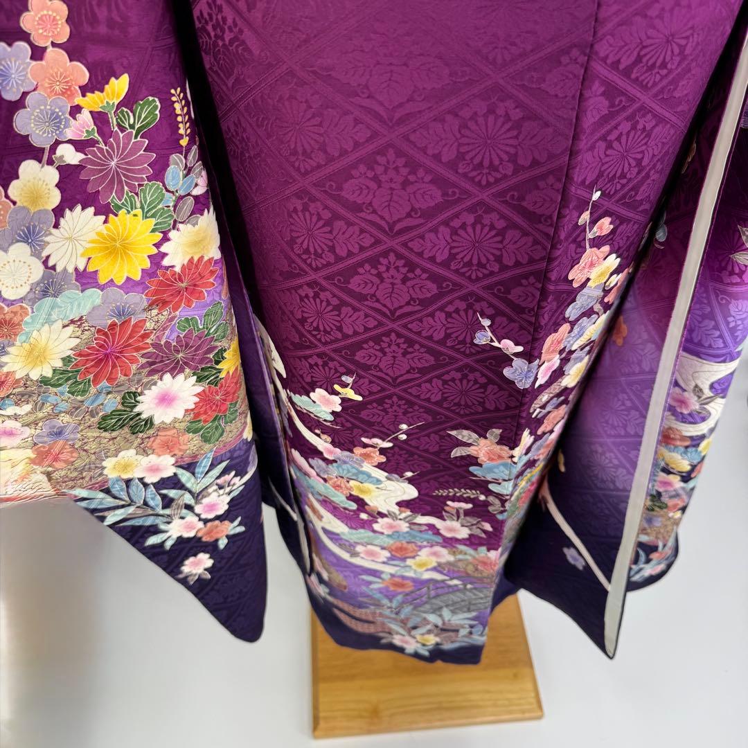 振袖フルセット　丸昌　地紋　金彩　金駒刺繍　成人式　白レースつけ袖付　正絹