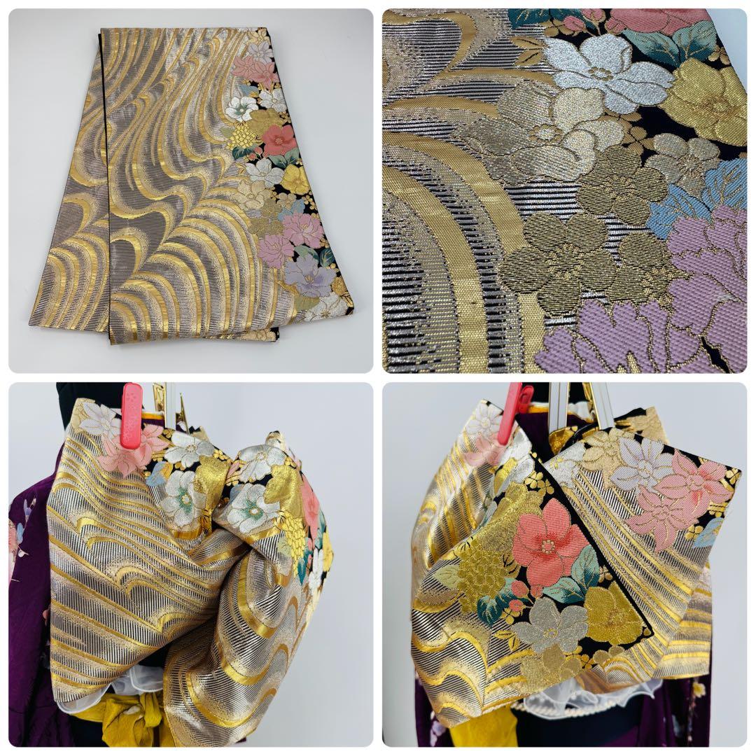 振袖フルセット　丸昌　地紋　金彩　金駒刺繍　成人式　白レースつけ袖付　正絹