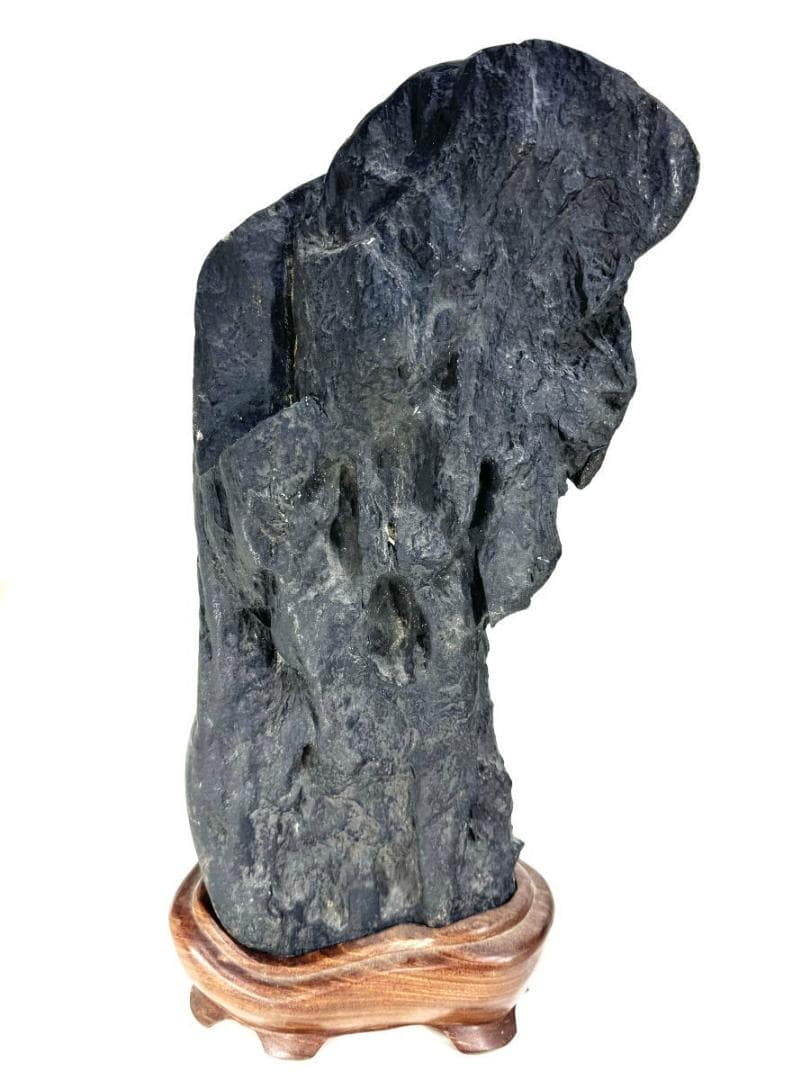 太湖石 置物 擺件 黄花梨台 天然石 唐物 約14kg/ 鑑賞石 WWFT052