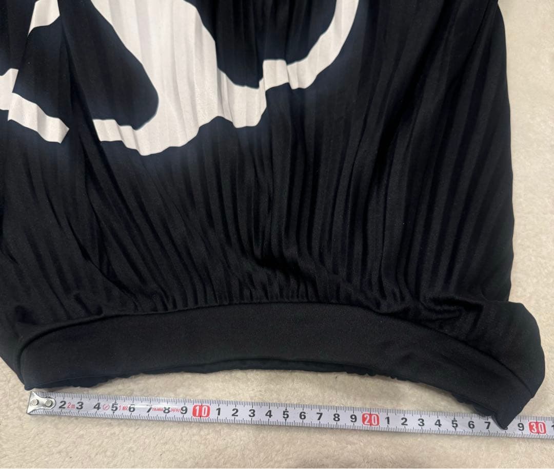 VALENTINO ロゴプリーツスカート ロング ブラック