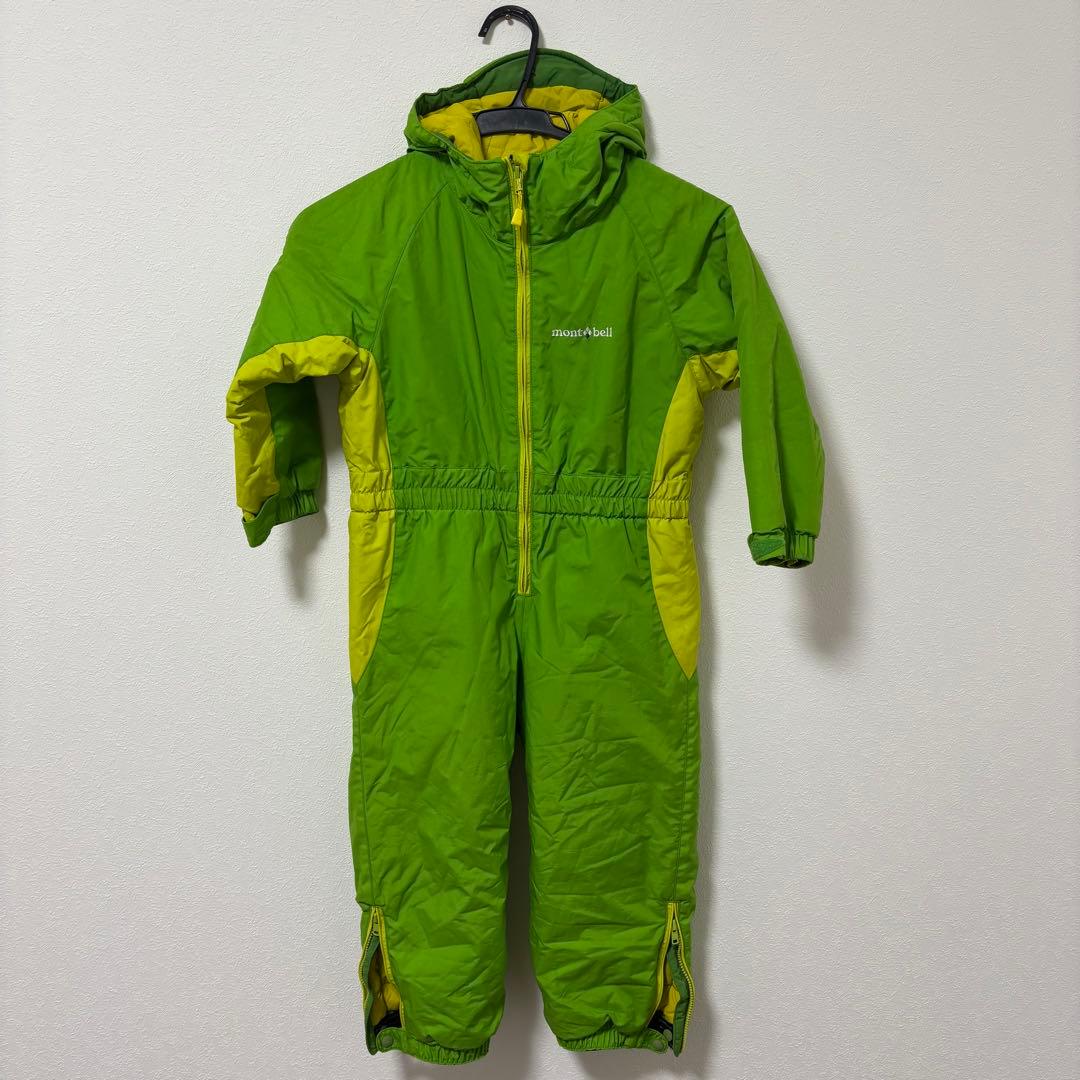 mont-bell キッズ フード付きジャンプスーツ 110 グリーン