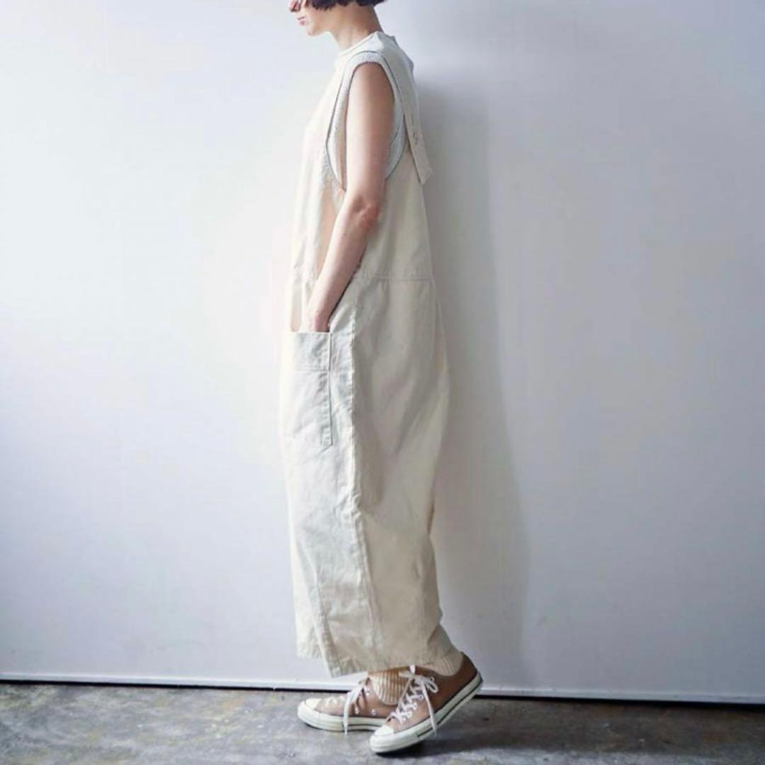 tumugu ⿻ クラシックチノクロス 2way サロペットパンツ ゆったり 白