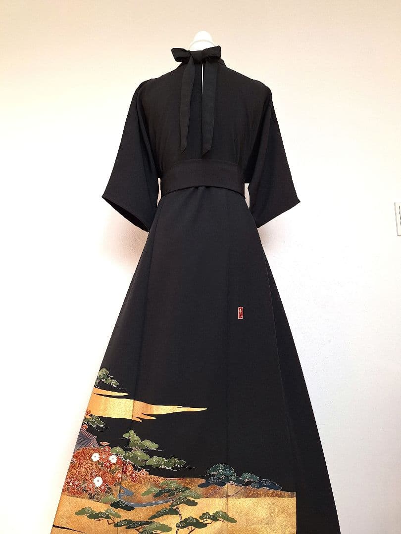 着物リメイクワンピース3619