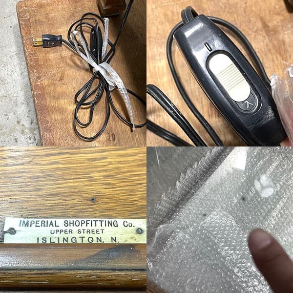 関西限定　送料別　イギリスビンテージ　木製ガラスキャビネット ライト付き　飾り棚