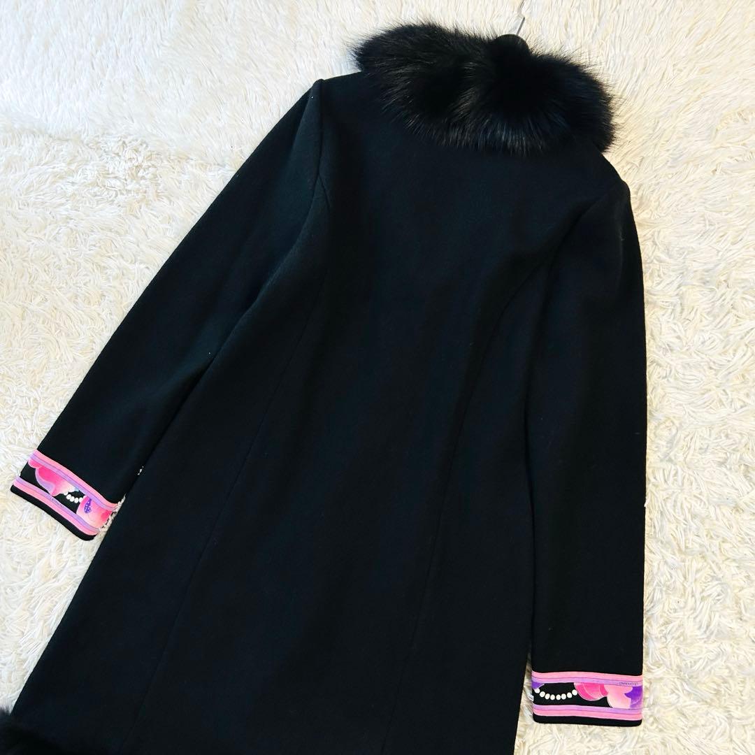 レオナール LEONARD ロングコート 裾ファー 襟ファー フォックスファー