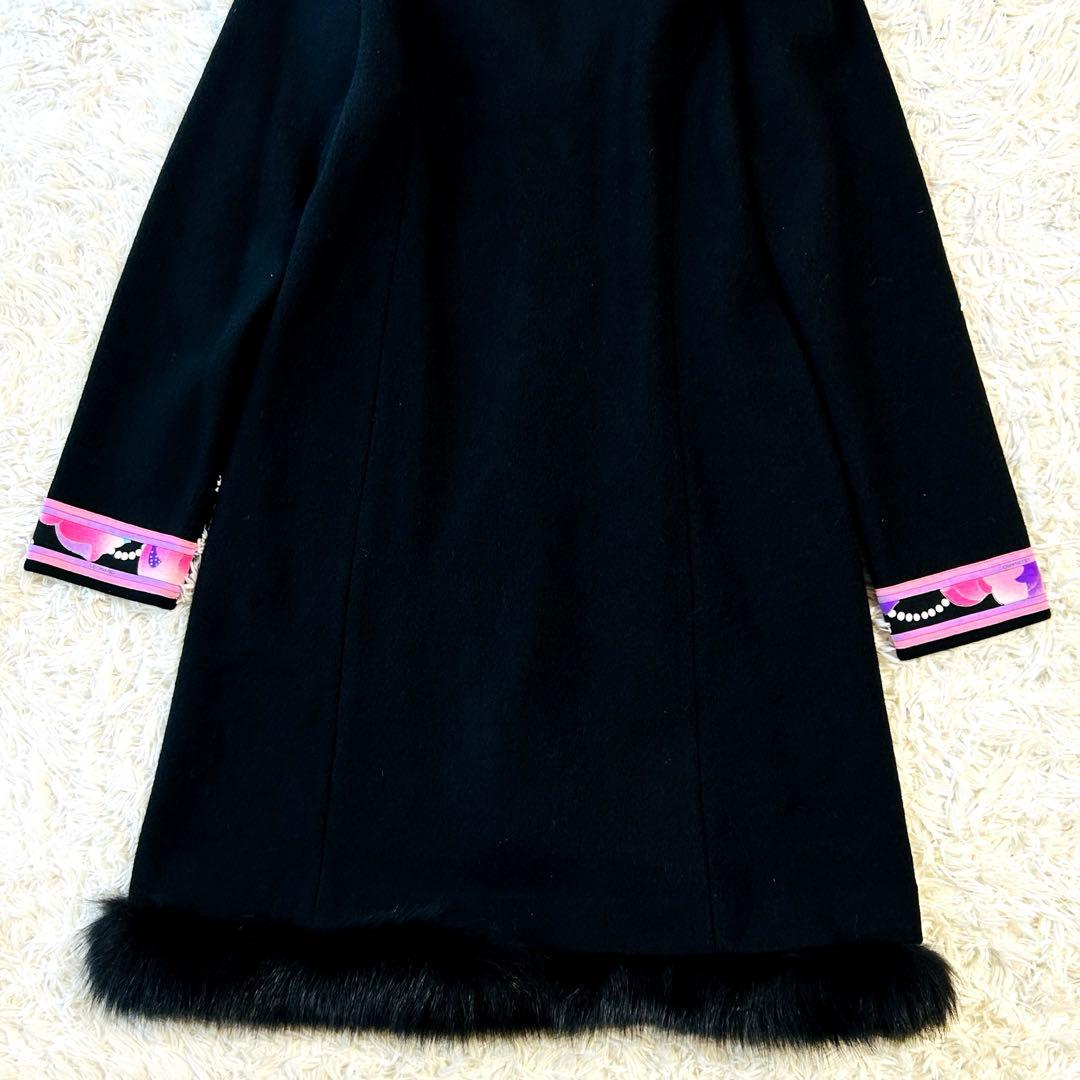 レオナール LEONARD ロングコート 裾ファー 襟ファー フォックスファー