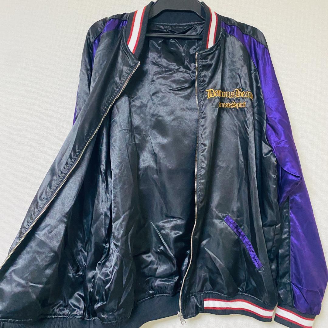 美品/希少✨抜刀娘　スカジャン　リバーシブル　刺繍　黒　和柄　2XL