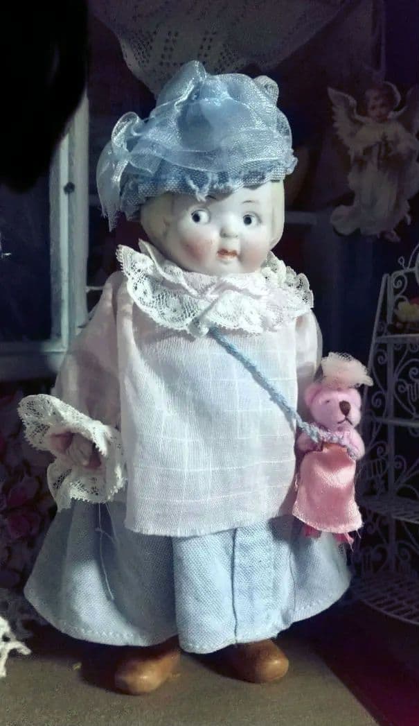 Hertwig❀アンティークビスクドール　大きめ20cm♪ミニベア付