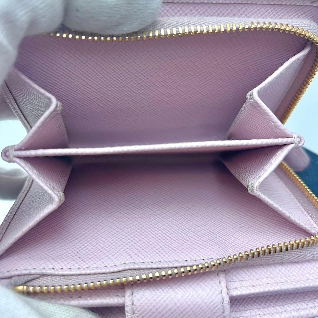 PRADA サフィアーノ 二つ折り財布 ピンク コンパクト 箱付き　0205-①