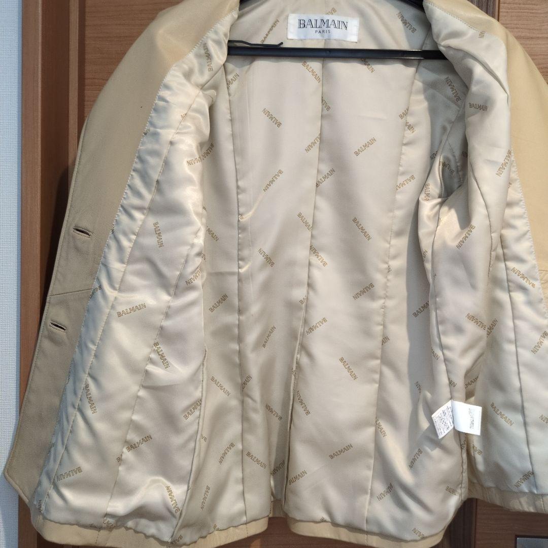 【BALMAIN 】バルマンラムレザーハーフコート 9号