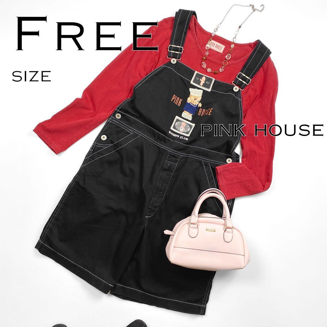 【極美品】PINK HOUSEピンクハウス日本製 レトロキューピーサロペット黒