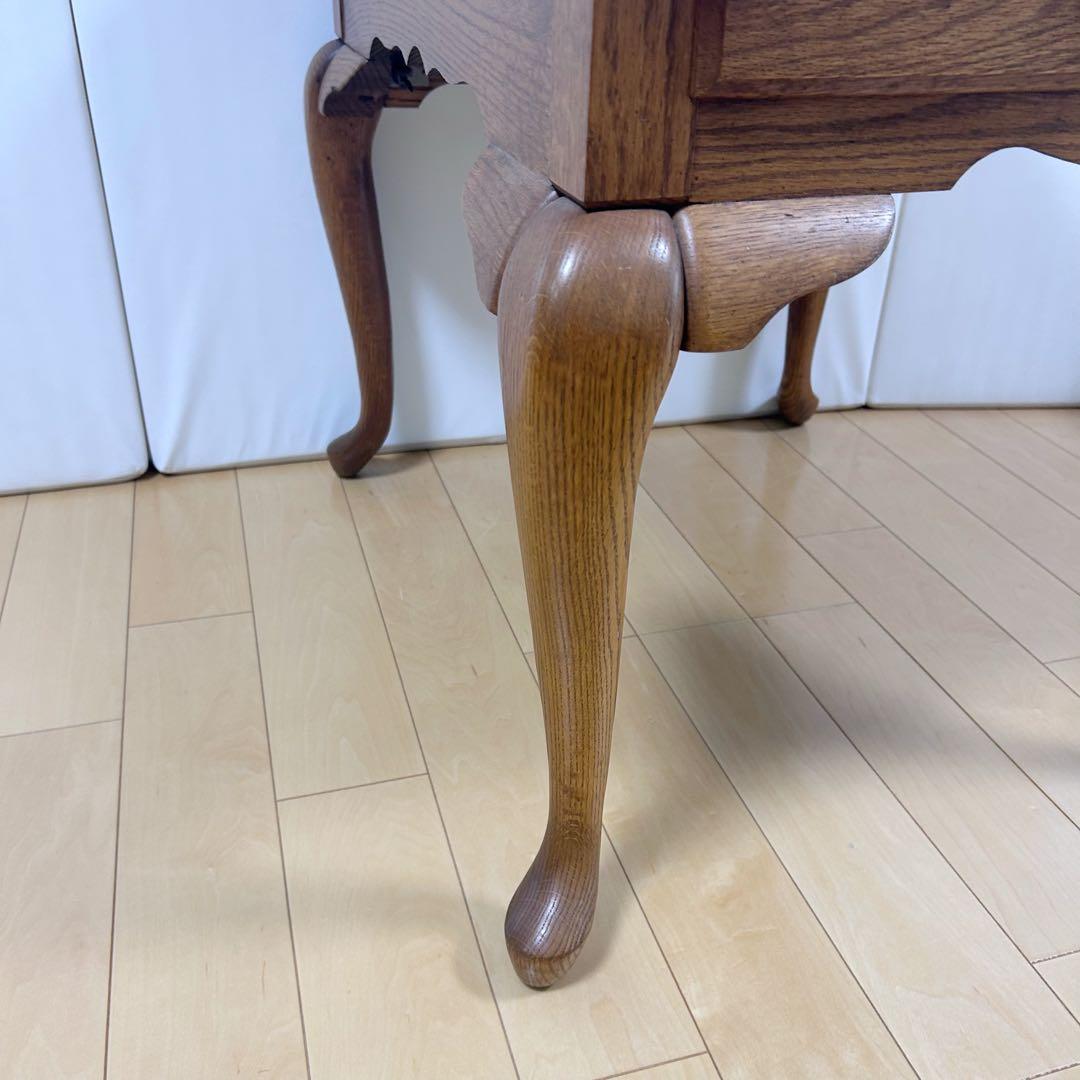 アンティーク　猫脚　サイドテーブル　コーヒーテーブル　引き出し　虎斑柄