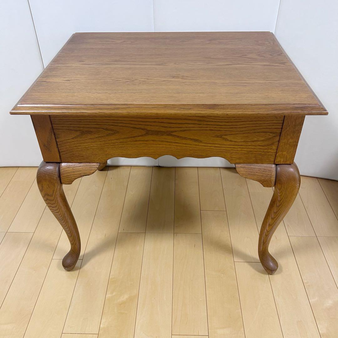 アンティーク　猫脚　サイドテーブル　コーヒーテーブル　引き出し　虎斑柄