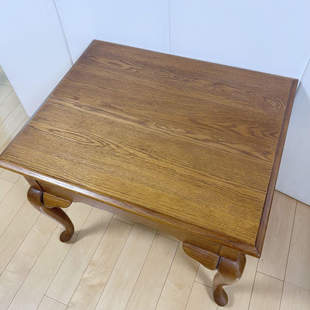 アンティーク　猫脚　サイドテーブル　コーヒーテーブル　引き出し　虎斑柄