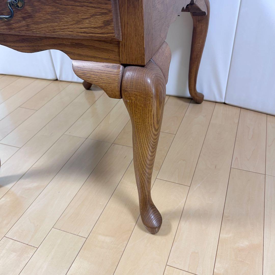 アンティーク　猫脚　サイドテーブル　コーヒーテーブル　引き出し　虎斑柄