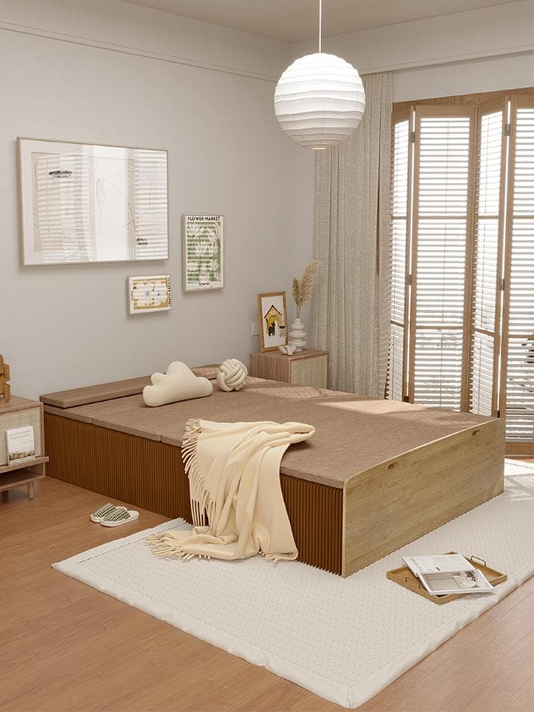 ペーパー折りたたみベッド幅120㎝高さ33㎝組立不要マットレス付き 一人暮らし