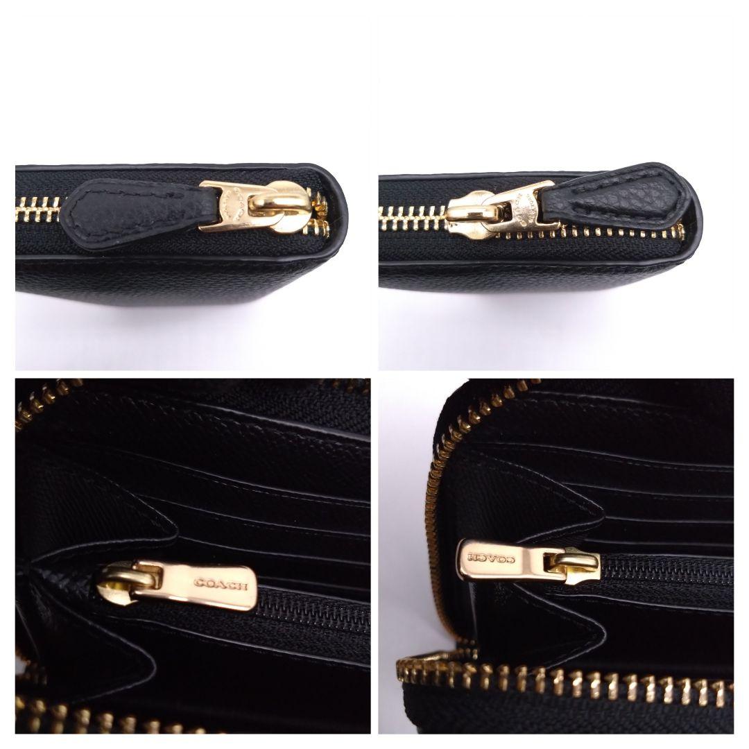 【美品】COACH 長財布 ラウンドファスナー レザー ブラック F16612