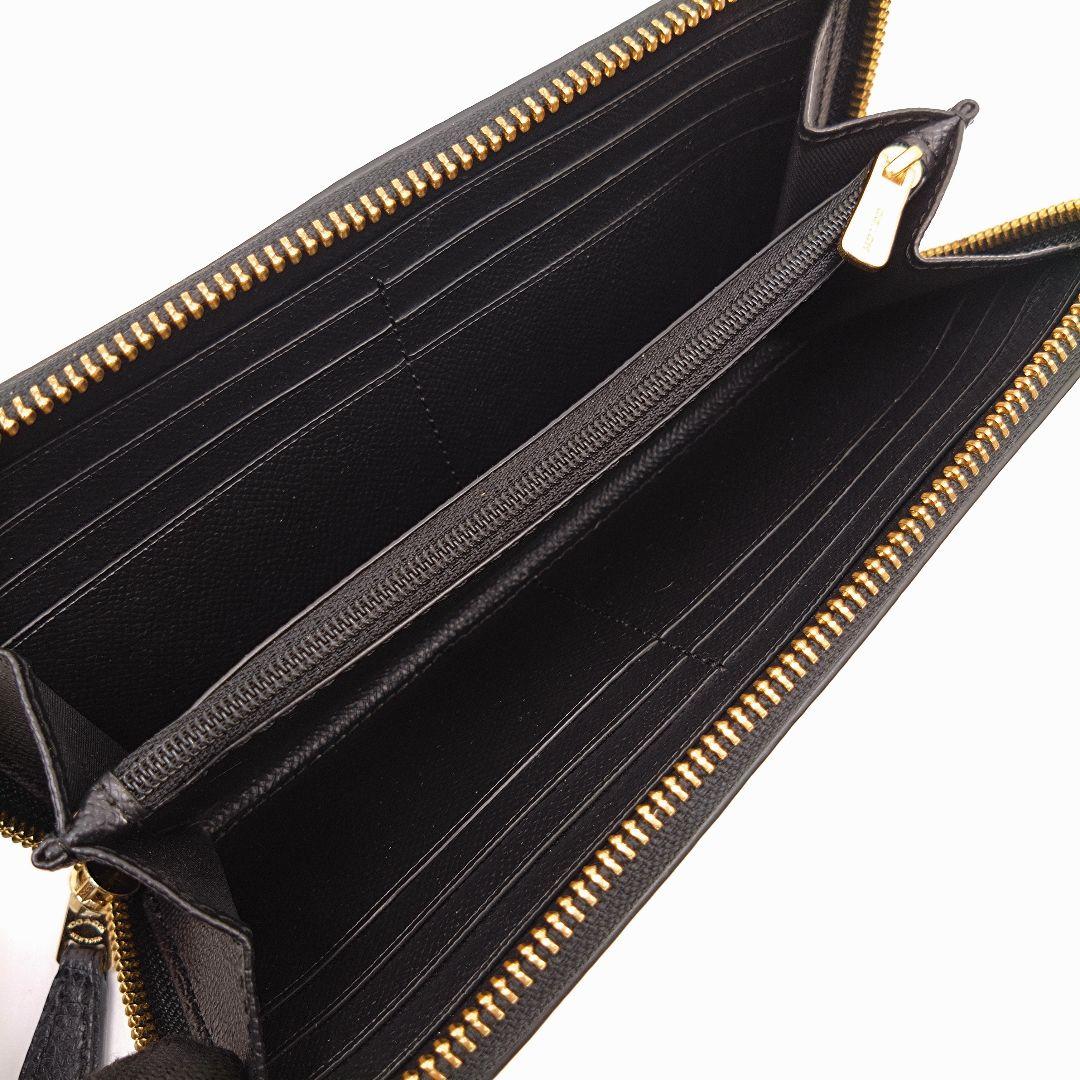【美品】COACH 長財布 ラウンドファスナー レザー ブラック F16612