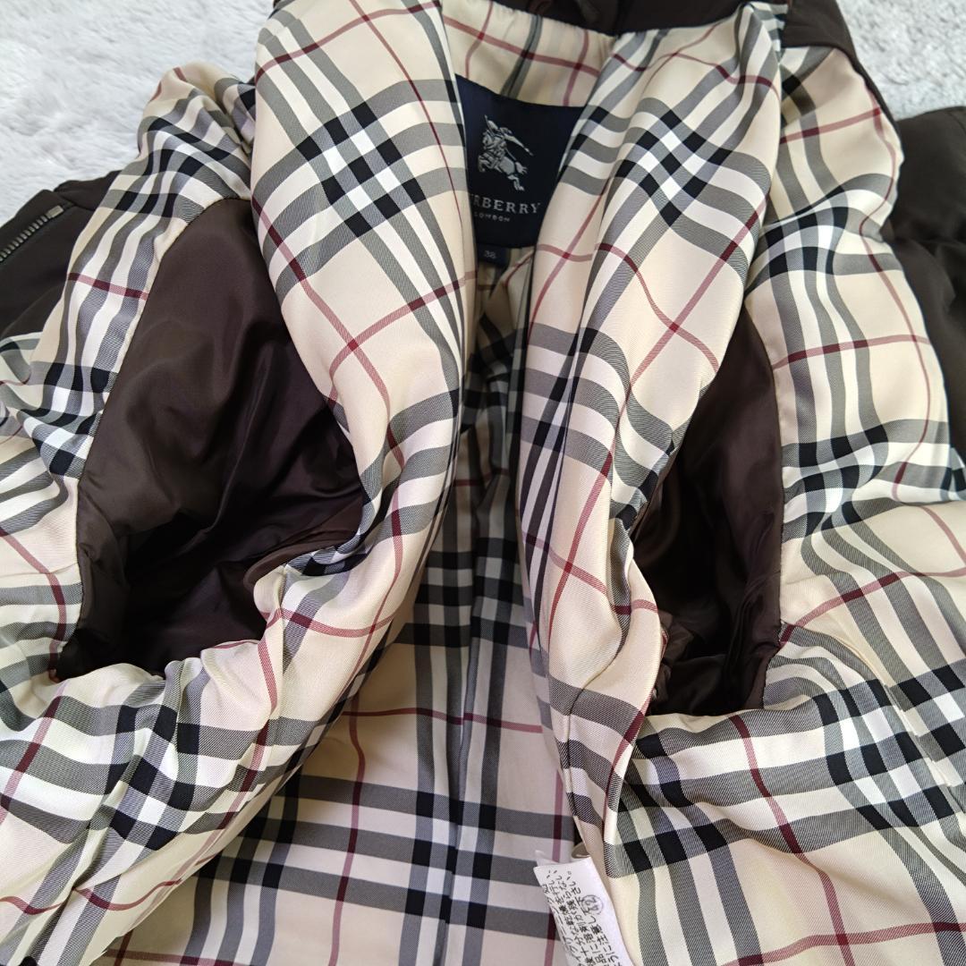バーバリーロンドン　ダウンJK　38　ノバチェック　ラビット 三陽商会 シンプル