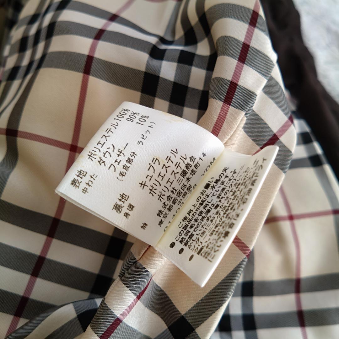 バーバリーロンドン　ダウンJK　38　ノバチェック　ラビット 三陽商会 シンプル